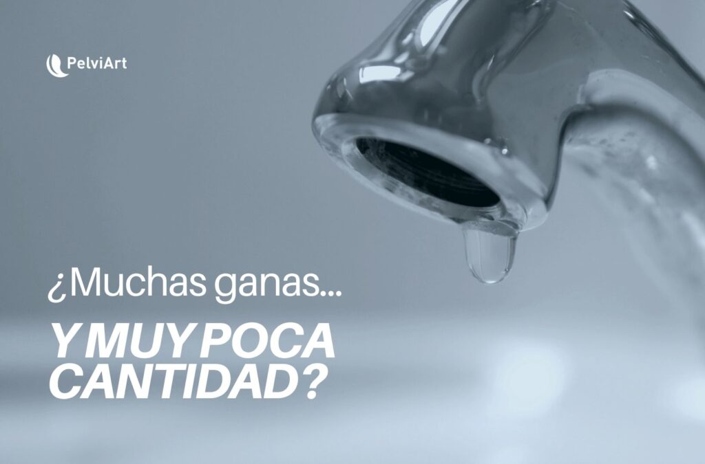 Grifo con una única gota de agua como metáfora de sentir muchas ganas de orinar aunque salga poca cantidad.