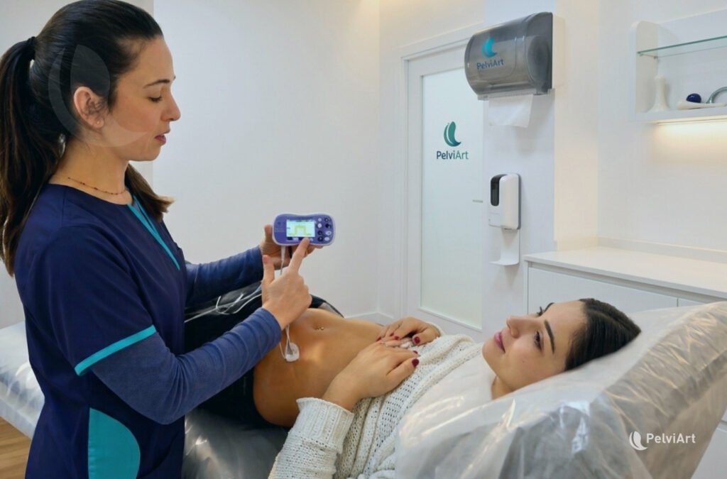 Biofeedback durante una sesión de rehabilitación del piso pélvico